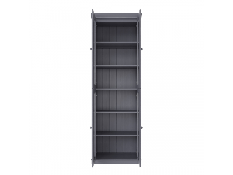 Estante Biblioteca 220 cm em Madeira Maciça com 4 Portas de Vidro com acabamento na cor cinza | Coleção Biblioteca
